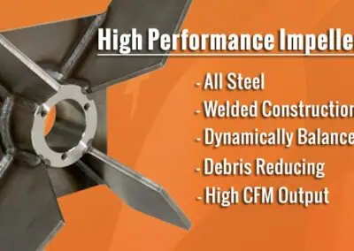 High Performance Impellers, all steel, welded construction