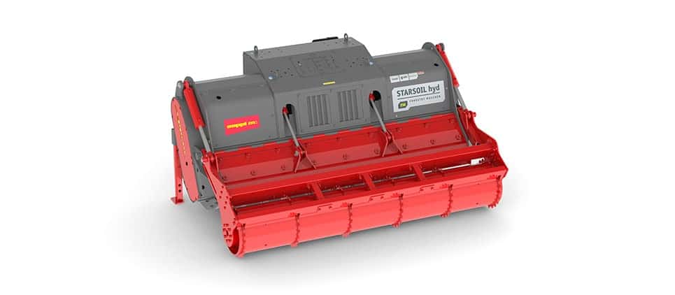 Star SOil hyd seppi mulcher attachment for compact loaders in red