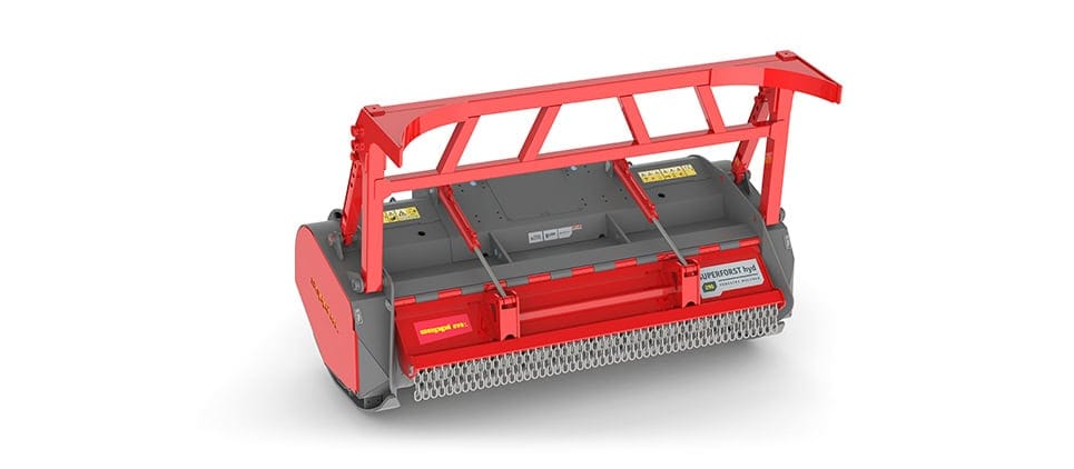 Seppi SUPERFORST hyd mulcher for compact loader in red